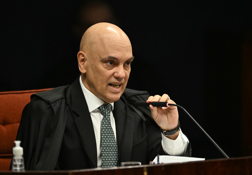 Moraes no primeiro dia de julgamento de Bolsonaro por golpe de Estado — Foto: Evaristo Sá/AFP