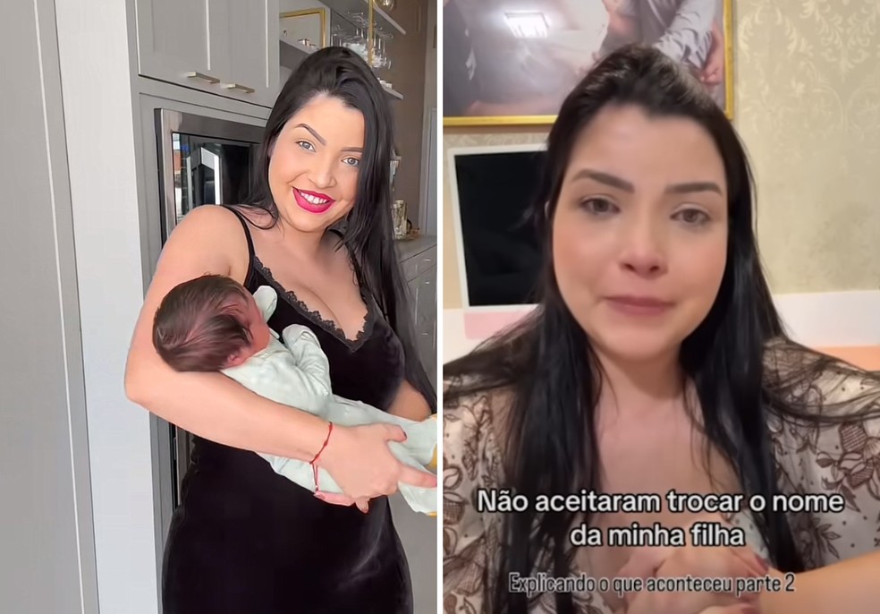 Influenciadora se arrepende de nome de filha e é impedida por cartório de fazer alteração no registro — Foto: Reprodução/Redes sociais