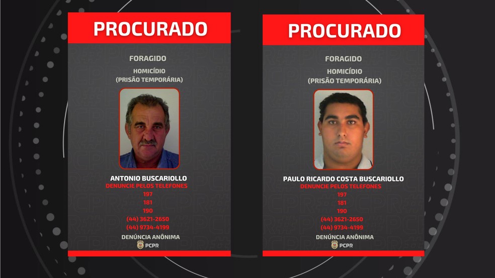 Pai e filho são considerados foragidos pelo desaparecimento de quatro homens — Foto: PCPR