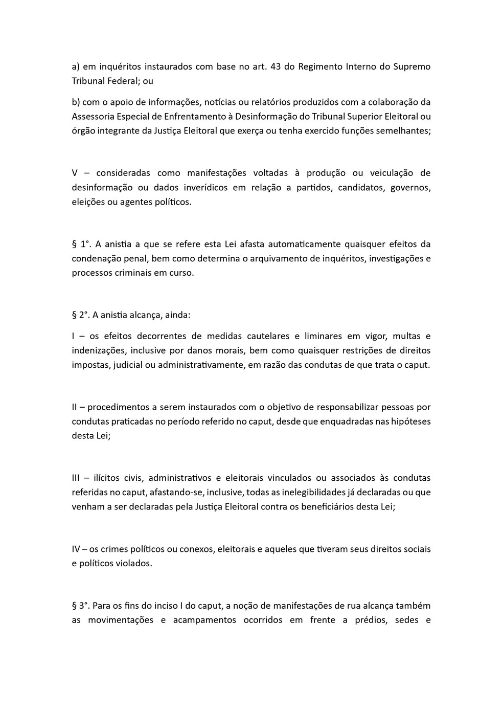 Página 2 de um dos projetos de anistia na Câmara dos Deputados — Foto: Reprodução