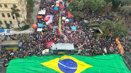 Esquerda faz manifestações contra anistia e em defesa da soberania - Foto: (Matheus Meirelles/GloboNews)