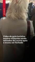 Vídeo de guia turístico mostra visitantes deixando o Louvre após o museu ser fechado Vídeo de guia turístico mostra visitantes deixando o Louvre após o museu ser fechado