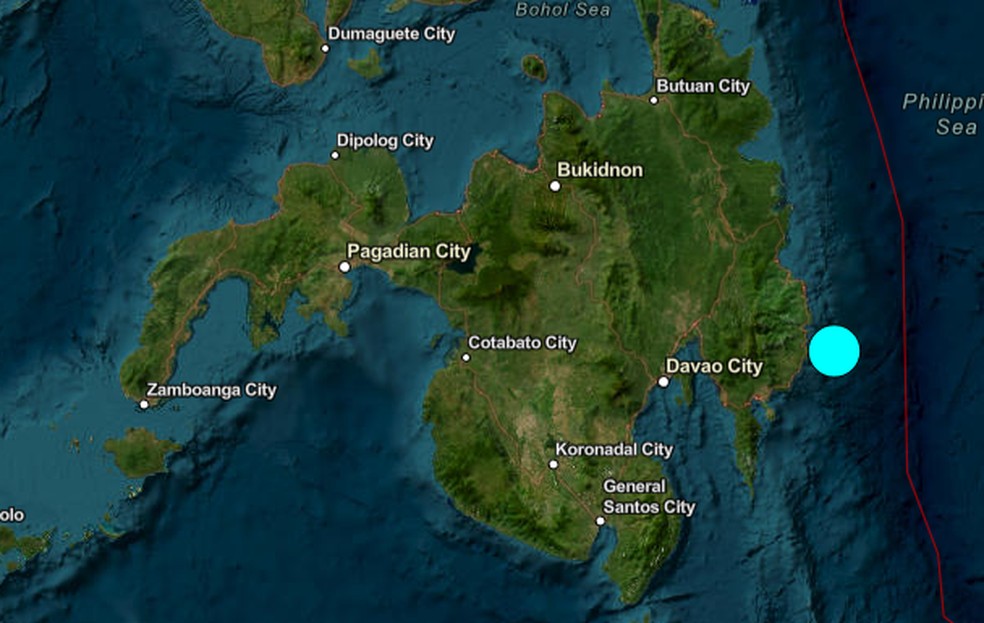 Terremoto atinge a Filipinas — Foto: Reprodução/USGS