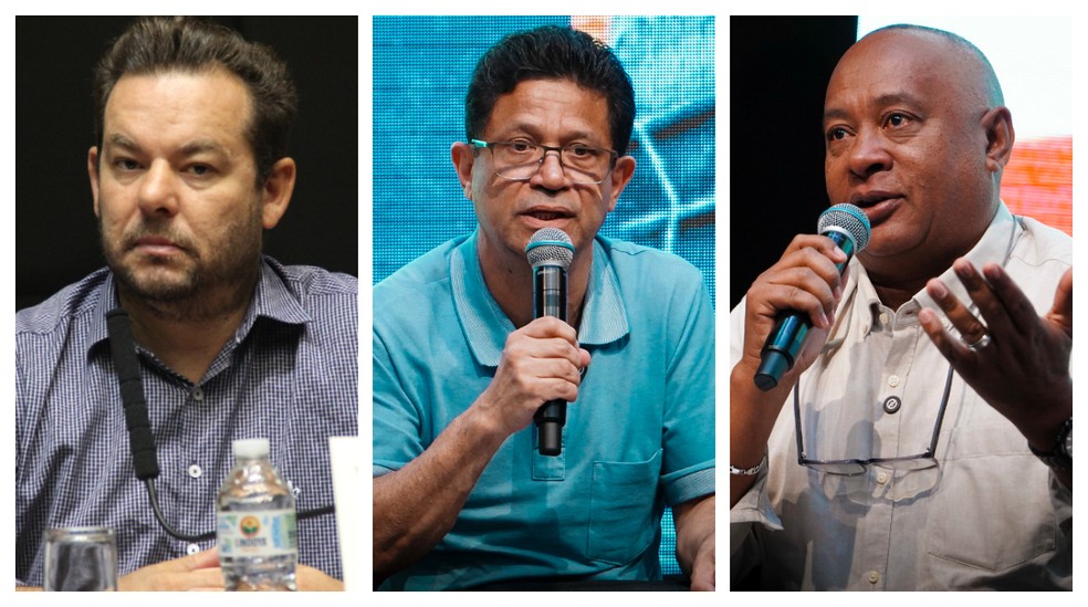 Os vereadores Marcelo Messias (MDB), Isac Felix (PL) e Silvinho Leite (União Brasil): eles tiveram emendas polêmicas vetadas pelo prefeito Ricardo Nunes (MDB). — Foto: Montagem/g1/Rede Câmara de SP