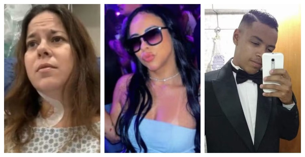 Radharani Domingos, Bruna Araújo de Souza e Rafael Anjos Martins são vítimas de intoxicação por metanol. — Foto: Montagem/g1/Reprodução