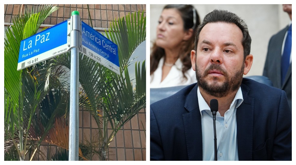 A rua América Central foi alvo de emenda do vereador Marcelo Messias (MDB), que autorizou o leilão da rua onde fica a empresa farmacêutica Apsen. — Foto: Montagem/g1/Rodrigo Rodrigues e Lucas Bassi/Rede Câmara