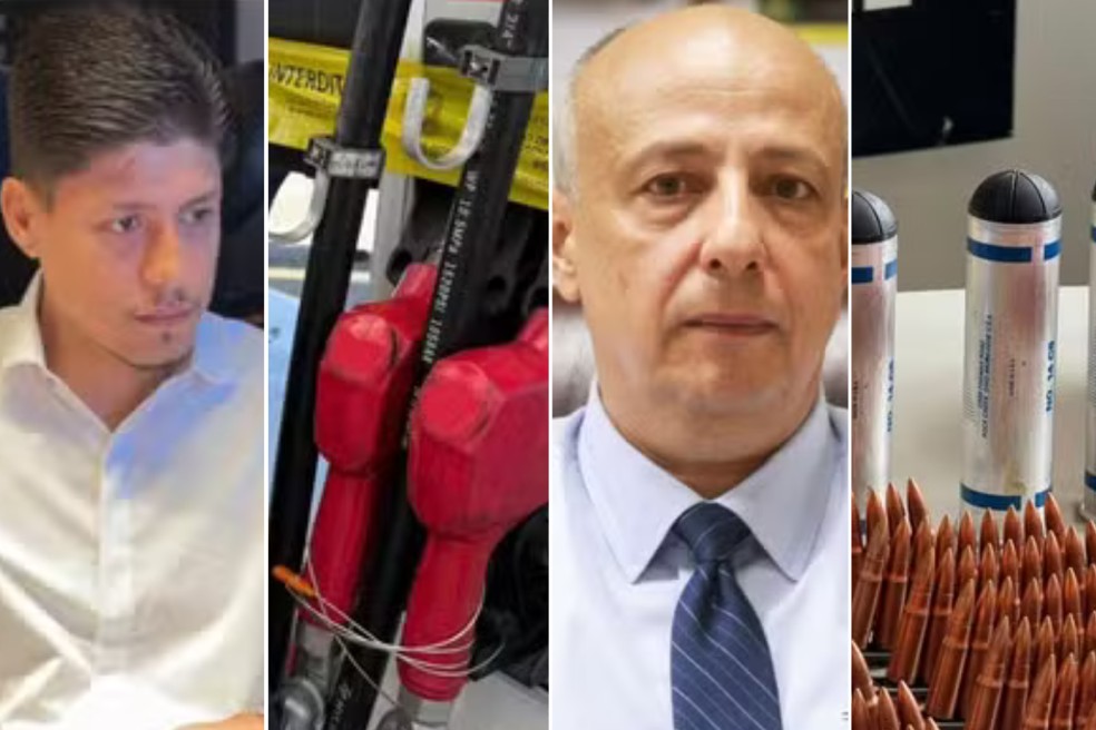 Contador, megaoperação, morte de ex-delegado e arsenal de guerra: ações mostram presença do PCC no litoral de SP — Foto: Redes Sociais, Leandro Guedes/TV Tribuna , WERTHER SANTANA/ESTADÃO CONTEÚDO, Matheus Croce/TV Tribuna