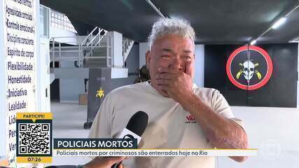 Tio de sargento morto em megaoperação se emociona em velório: ‘É muito triste, uma pancada no coração da gente’ Tio de sargento morto em megaoperação se emociona em velório: ‘É muito triste, uma pancada no coração da gente’