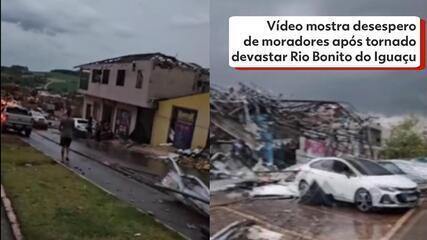 Vídeo mostra desespero de moradores após tornado devastar Rio Bonito do Iguaçu
