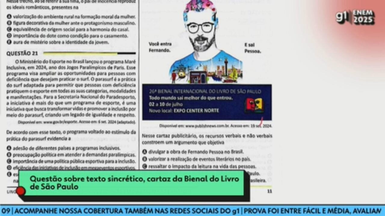 'Você entra Fernando. E sai Pessoa': questão do Enem gera debate na web