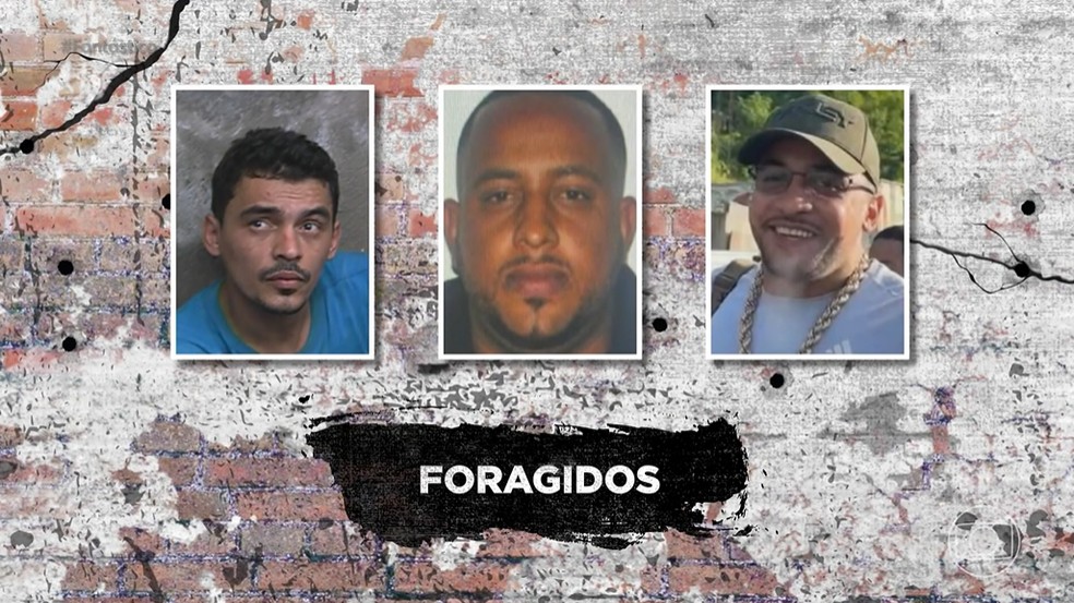 Respectivamente: Doca, BMW e Gardenal estão foragidos — Foto: Reprodução Fantástico