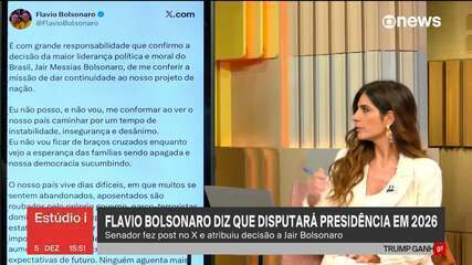 Flávio Bolsonaro diz ter sido escolhido pelo pai para ser candidato à Presidência em 2026