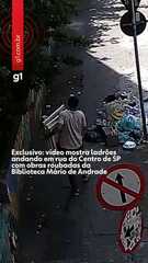 Exclusivo: vídeo mostra ladrões andando em rua do Centro de SP com obras roubadas