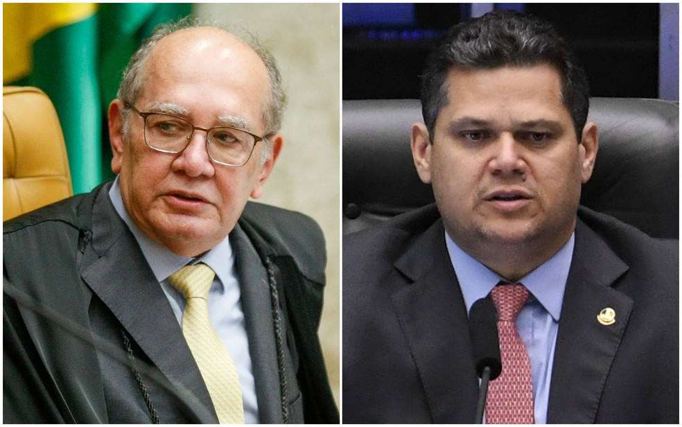 Gilmar Mendes e Alcolumbre — Foto: Victor Piemonte/STF; Jonas Pereira/Agência Senado