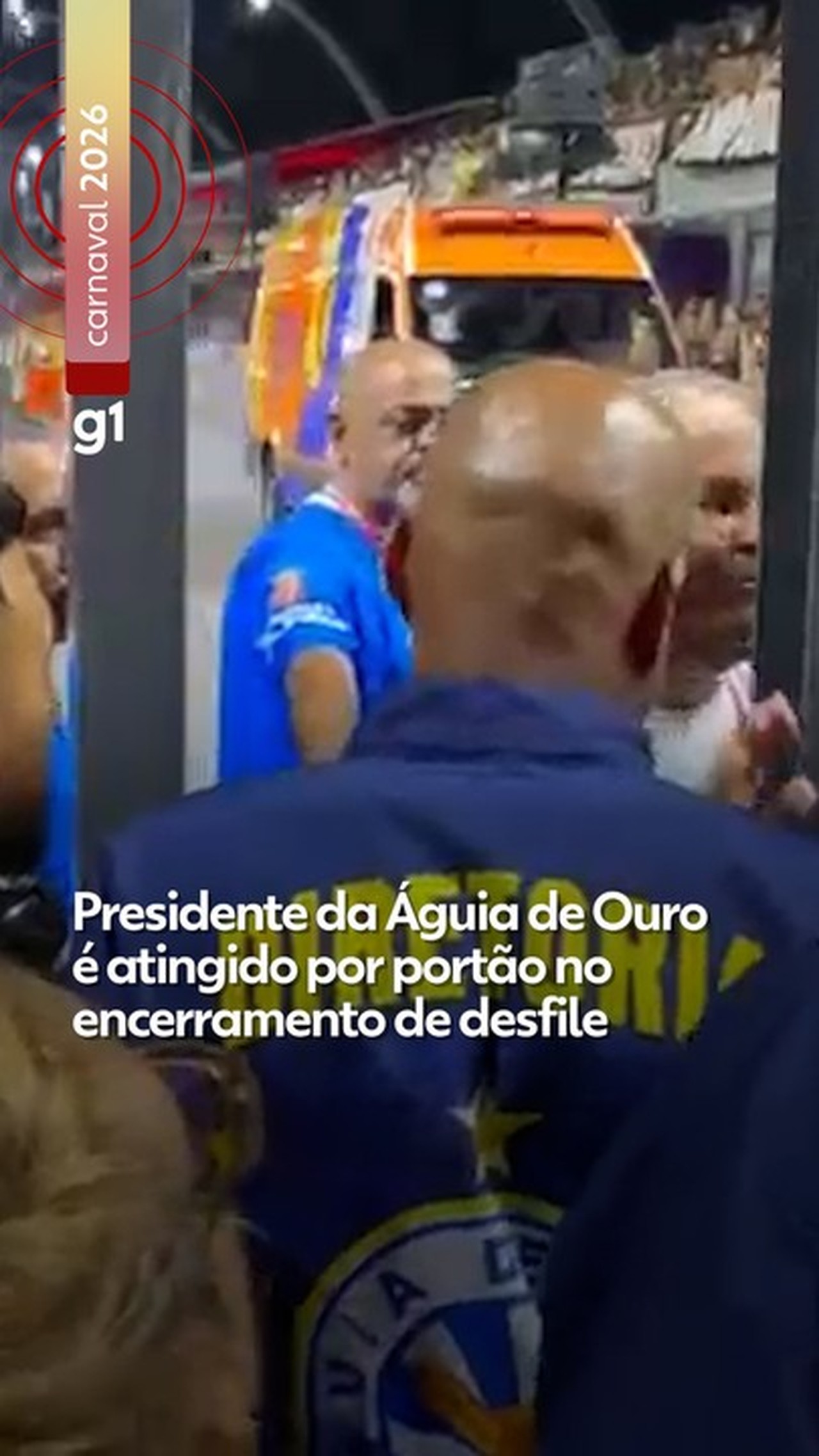 Presidente da Águia de Ouro é atingido por portão do sambódromo