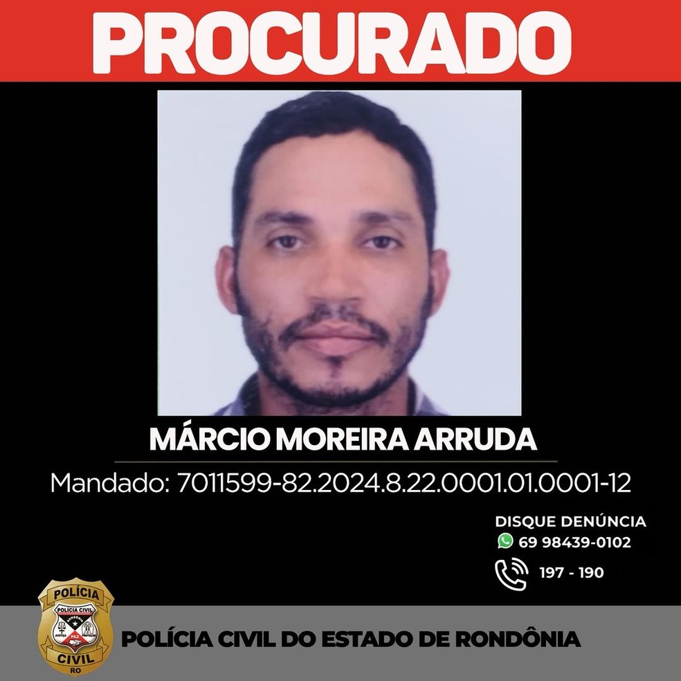 Cartaz de procurado: Márcio Moreira — Foto: Polícia Civil/Divulgação