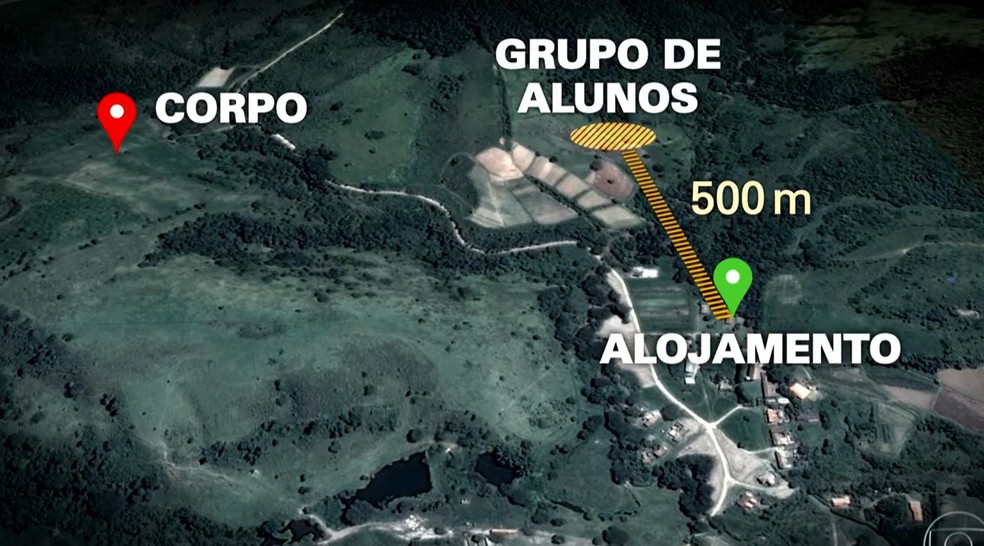 Local onde seria o banheiro e onde o corpo foi encontrado em Itatiba — Foto: Reprodução/TV Globo