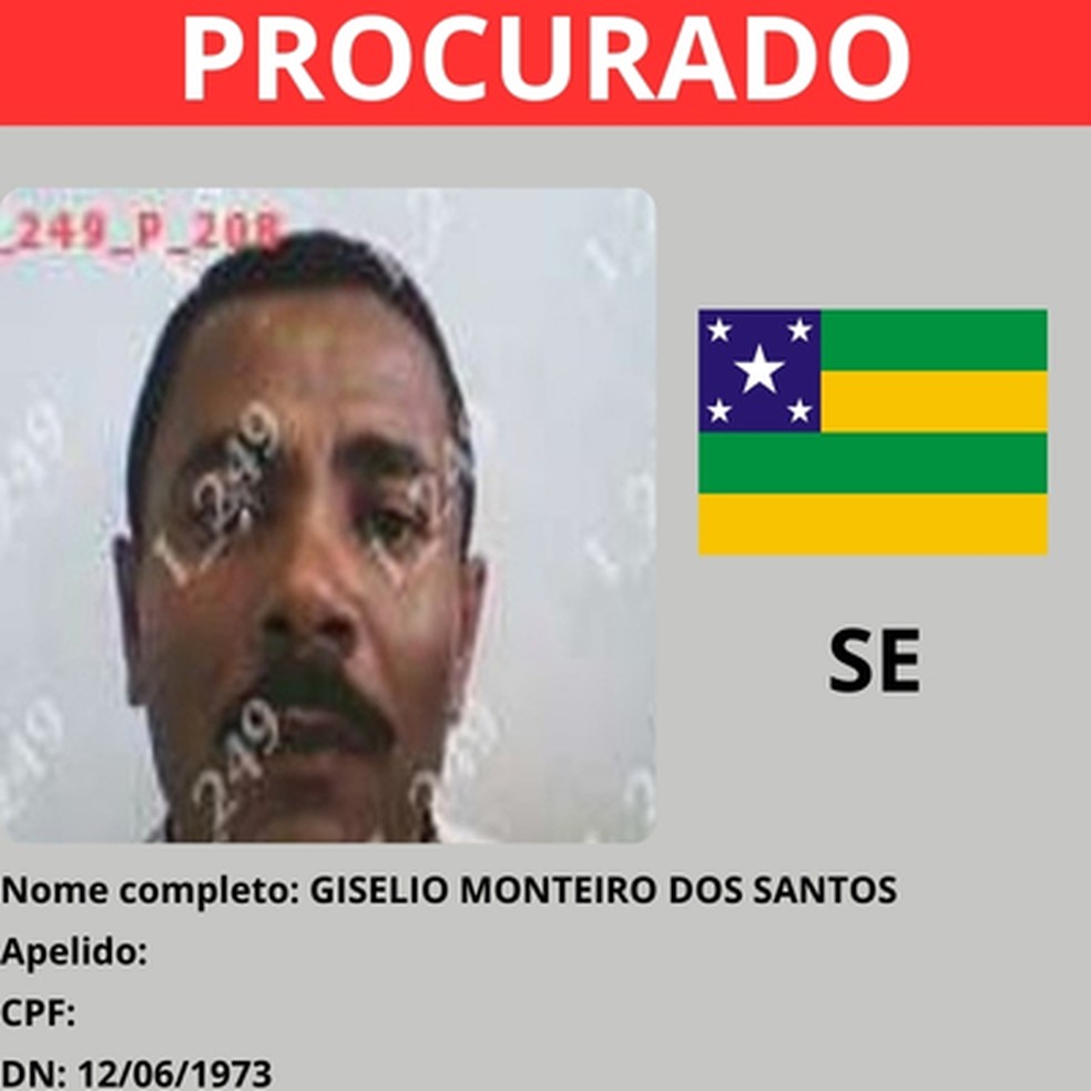 Gisélio Monteiro dos Santos acumula oito mandados de prisão ou de internação e é um dos criminosos mais procurados do país. — Foto: Reprodução
