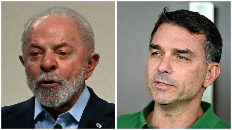 Lula e Flávio Bolsonaro — Foto: Reprodução