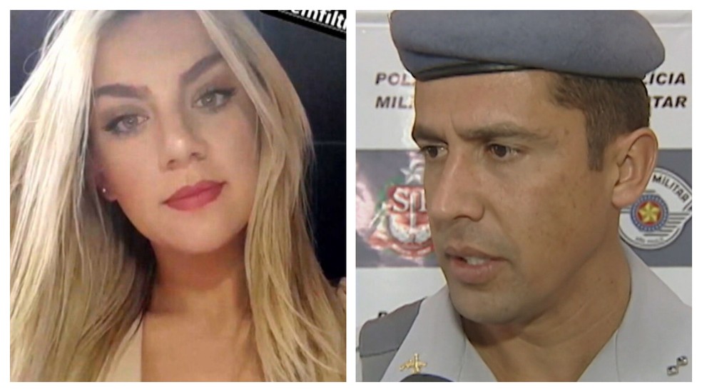 A PM Gisele Alves Santana e o tenente-coronel Geraldo Neto, acusado de assassinar a mulher no apartamento onde eles viviam, no Centro de São Paulo. — Foto: Reprodução/TV Globo