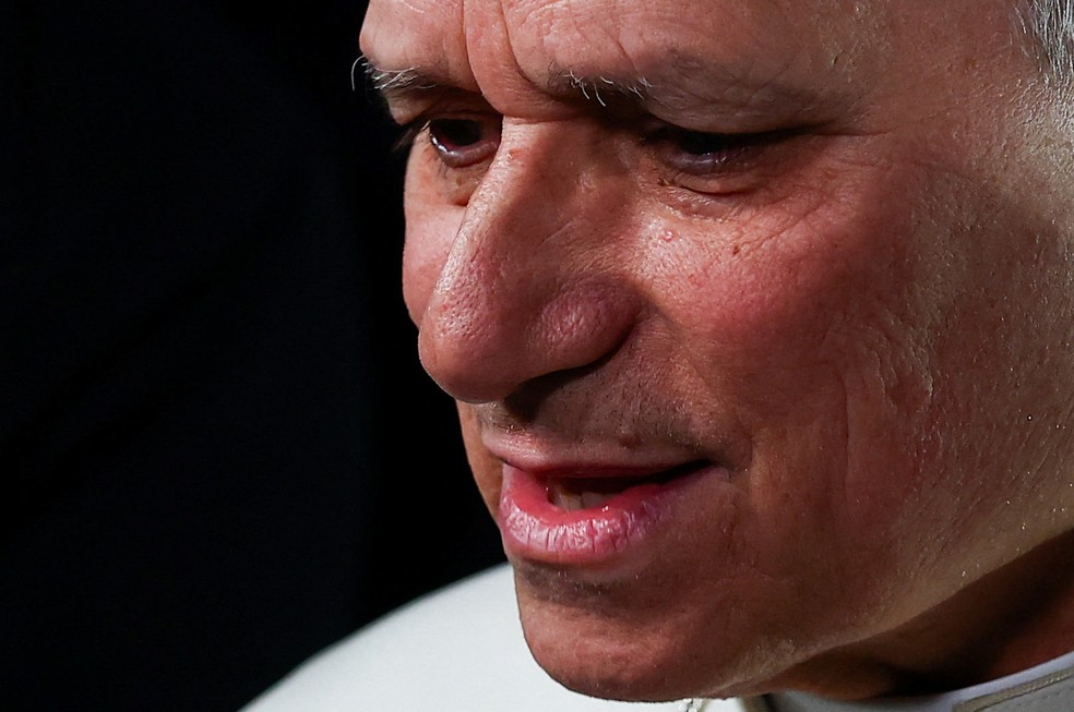 O papa Leão XIV em 7 de abril de 2026 — Foto: REUTERS/Guglielmo Mangiapane