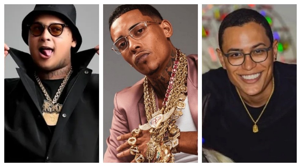 O MC Ryan SP, o MC Poze do Rodo e Raphael Sousa Oliveira, dono do perfil ‘Choquei’, das Redes Sociais. — Foto: Montagem/g1/Reprodução/Redes Sociais