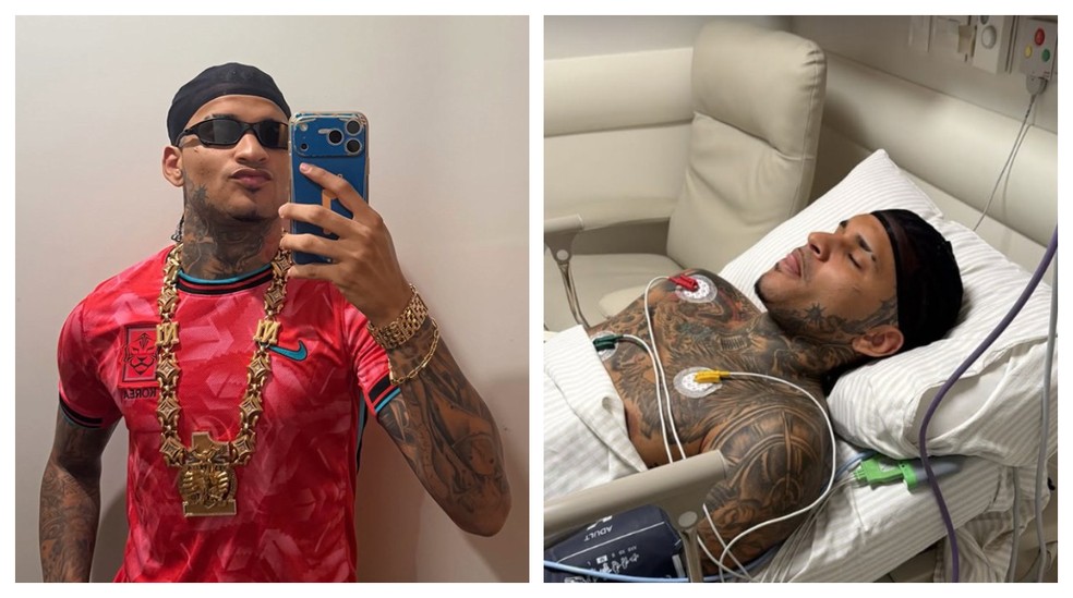 Anderson Neiff, conhecido como “rei do brega funk”, sofreu um ataque a tiros em São Paulo. — Foto: Montagem/g1/Reprodução/Redes sociais