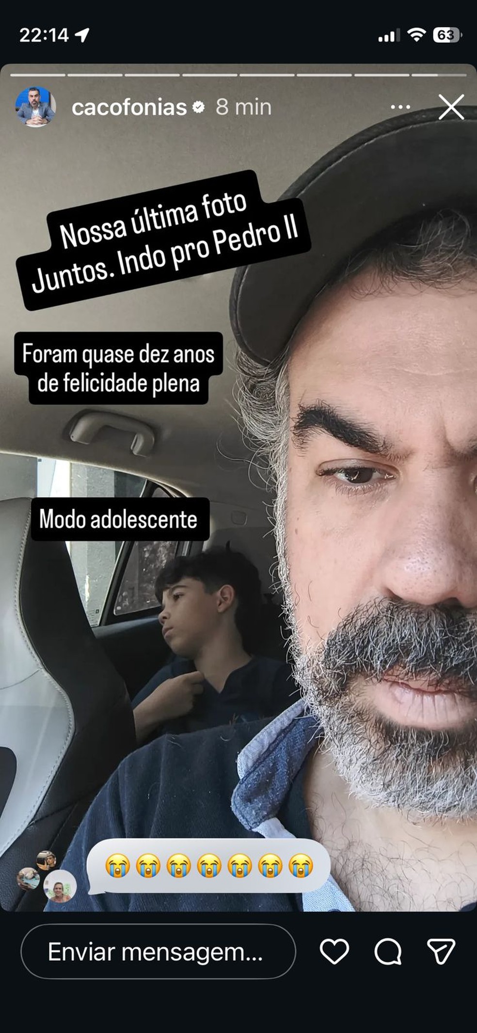 Vinicius postou foto levando o filho ao colégio pela última vez — Foto: Reprodução