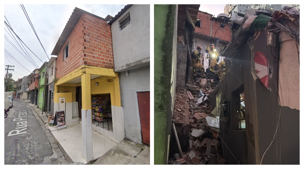 Imagens registradas antes e depois da explosão que atingiu o Jaguaré, na Zona Oeste de São Paulo, mostram o cenário de destruição deixado pelo acidente ocorrido na tarde desta segunda-feira (11). — Foto: Reprodução