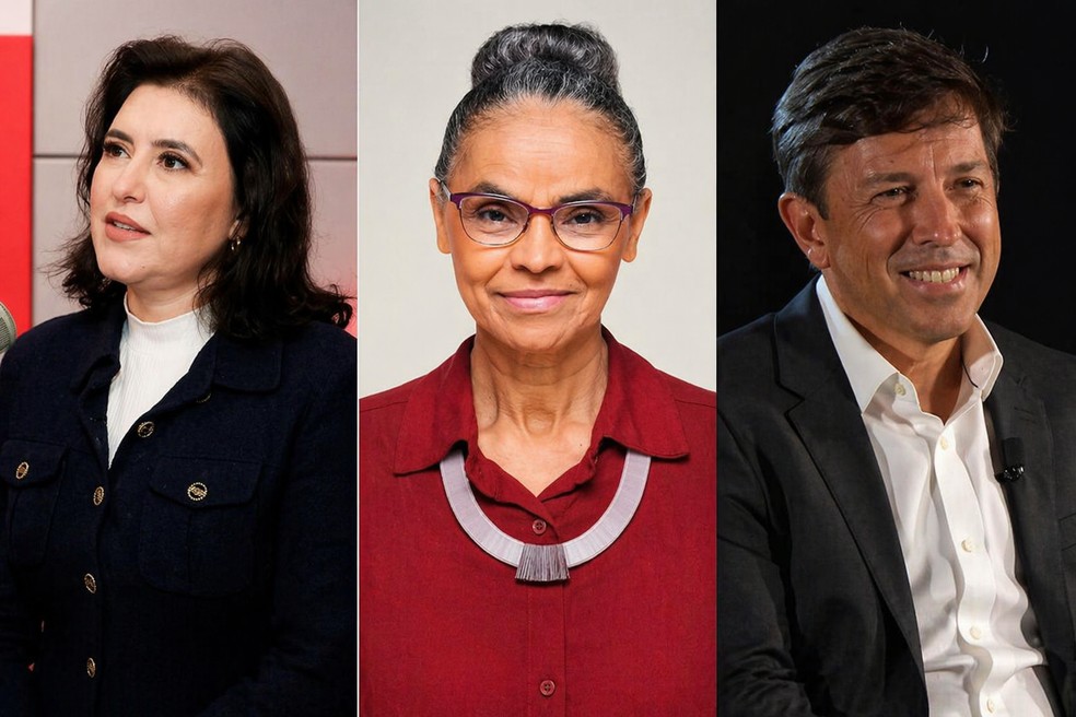 As ex-ministras Simone Tebet (PSB), Marina Silva (Rede) e o empresário João Amoedo foram candidatos à Presidência considerados de terceira via — Foto: Montagem g1: Reprodução