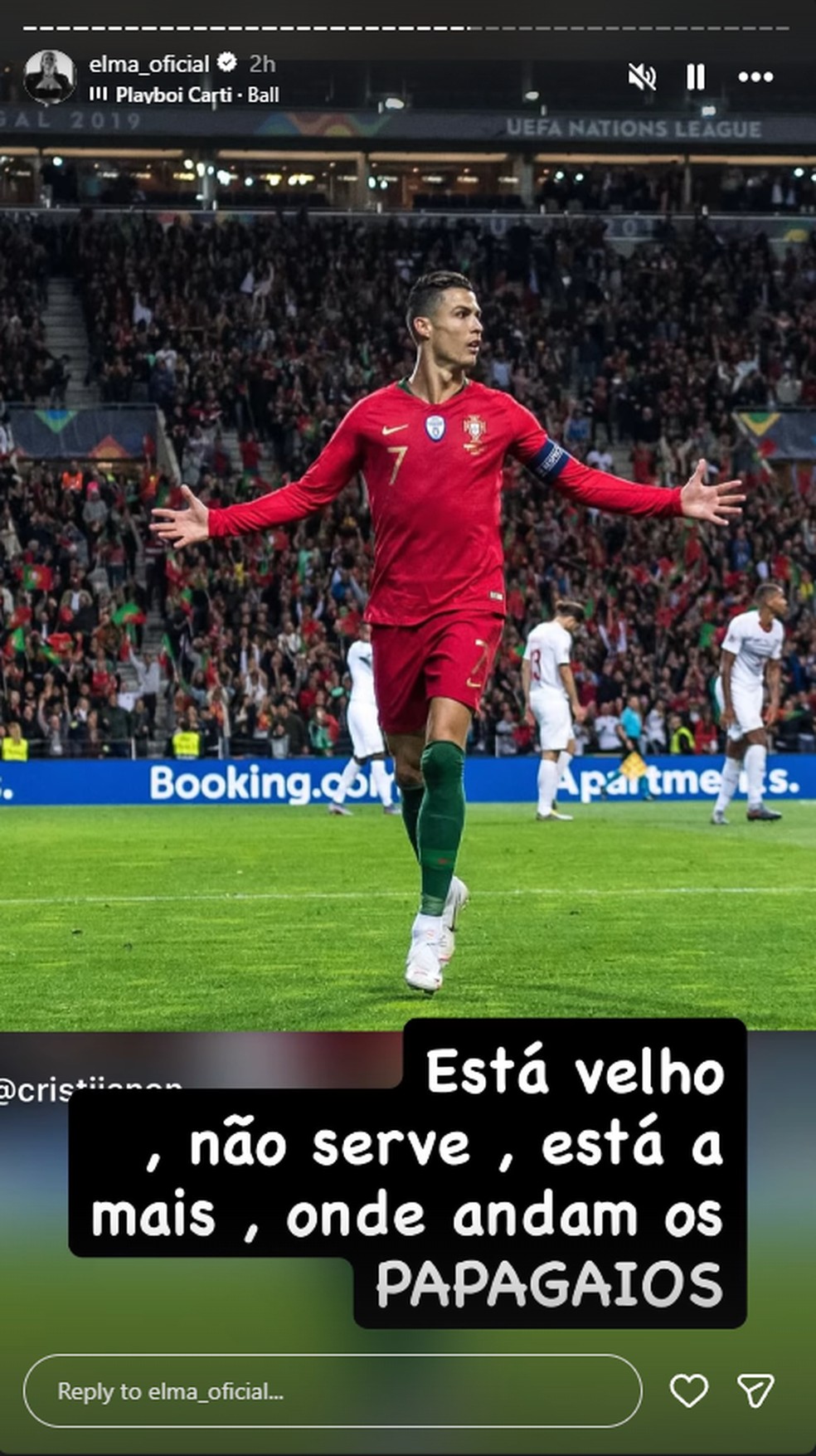 Irmã de Cristiano Ronaldo assiste ao jogo — Foto: Reprodução/Instagram
