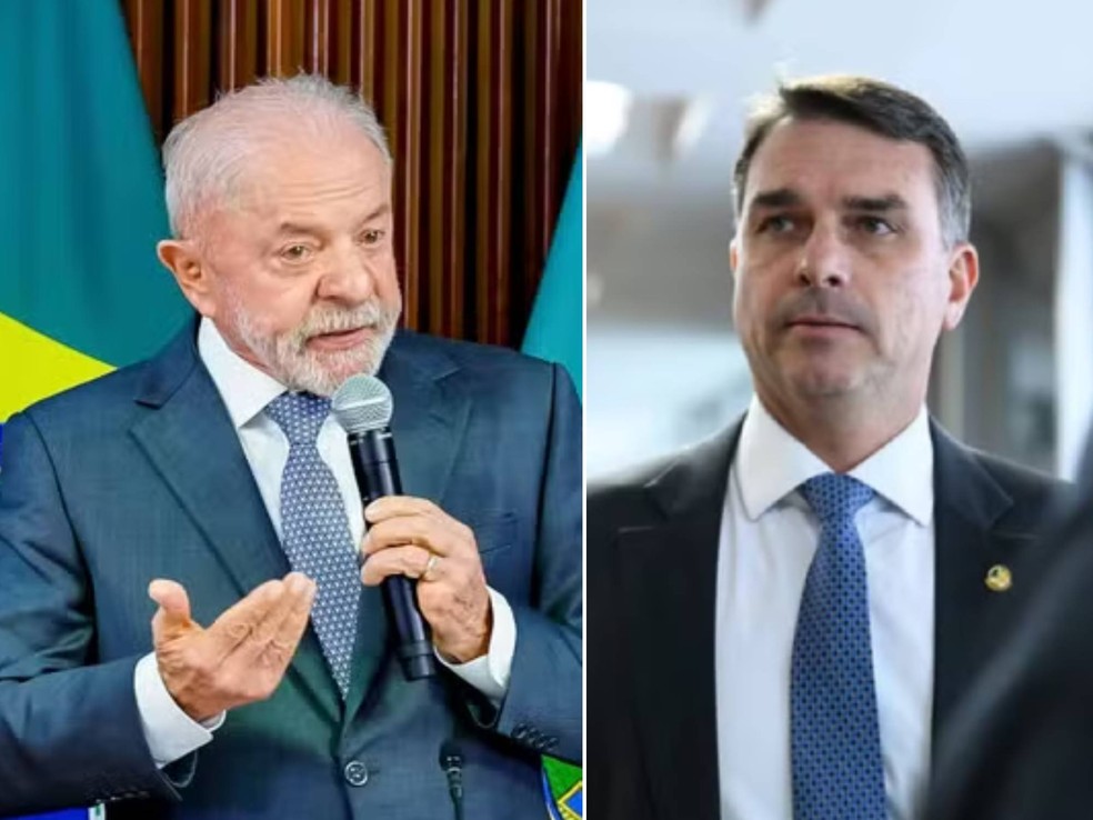 Presidente Luiz Inácio Lula da Silva (PT) e senador Flávio Bolsonaro (PL-RJ) — Foto: Reprodução