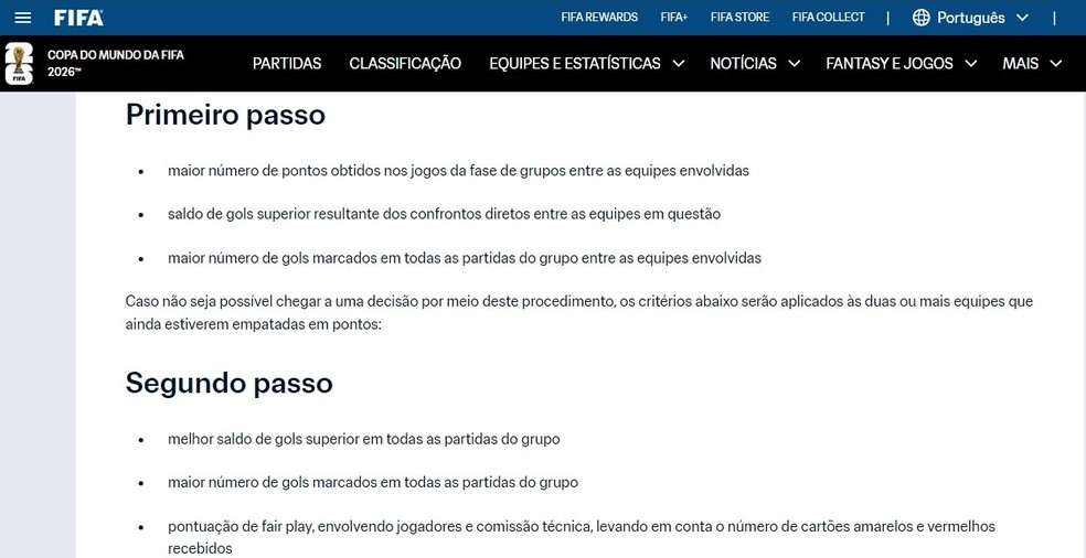 Regulamento da Fifa para a Copa de 2026 — Foto: Reprodução