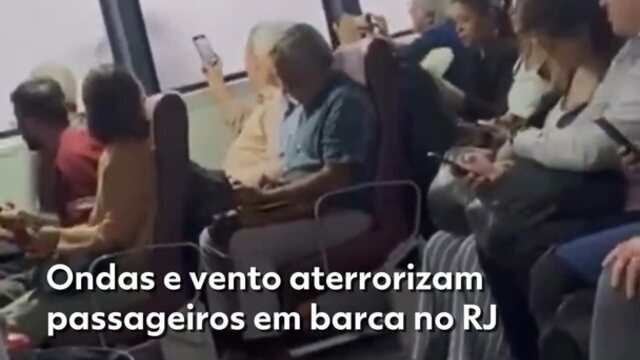 Ondas e vento aterrorizam passageiros em barca no Rio