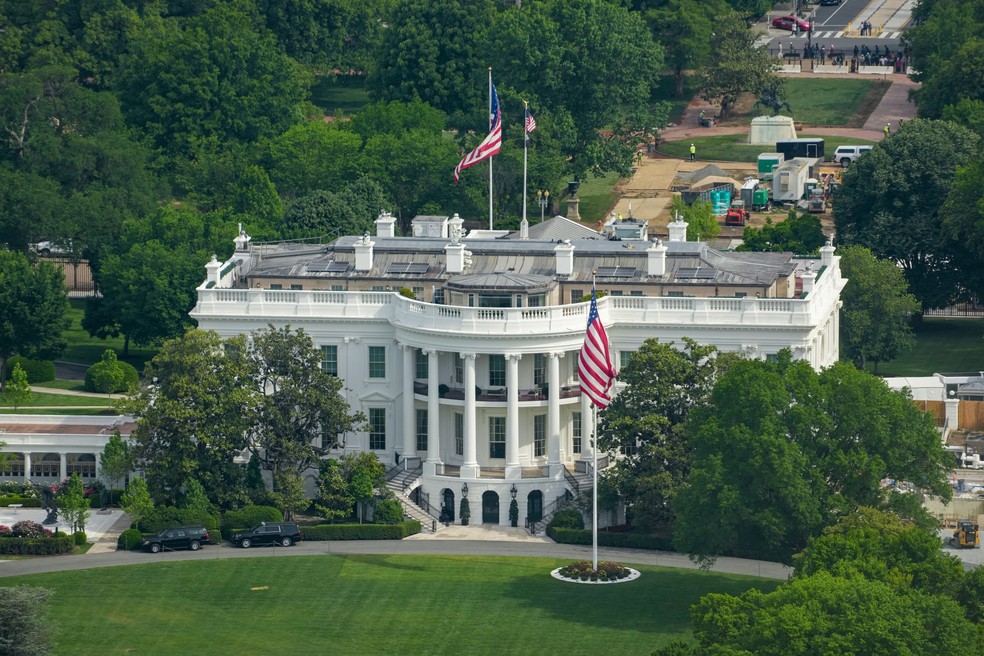 Vista aérea da Casa Branca, em 2 de maio de 2026 — Foto: REUTERS/Ken Cedeno