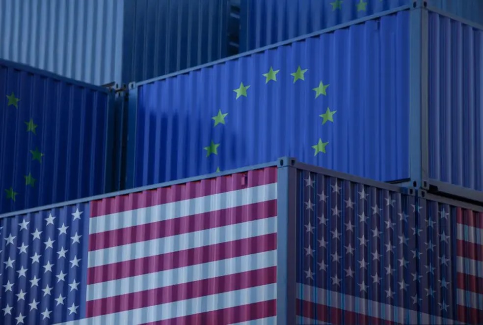 Em 2023, o comércio entre a UE e os EUA ultrapassou US$ 1,8 trilhão — Foto: Getty Images via BBC