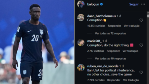 Perfil de Balogun é invadido por torcedores rivais: 'Corrupção'