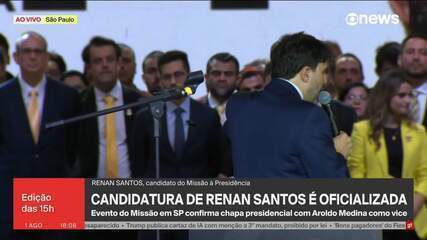 "Ninguém vai roubar nada, porque nós vamos matar quem roubar", diz Renan Santos (MIssão) em discurso de lançamento de sua candidatura à presidência