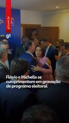 Após crise, Flávio e Michelle se cumprimentam depois de gravação de programa eleitoral