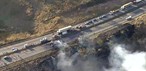 Congestionamento se formou na BR-040 que ficou interditada. — Foto: TV Globo