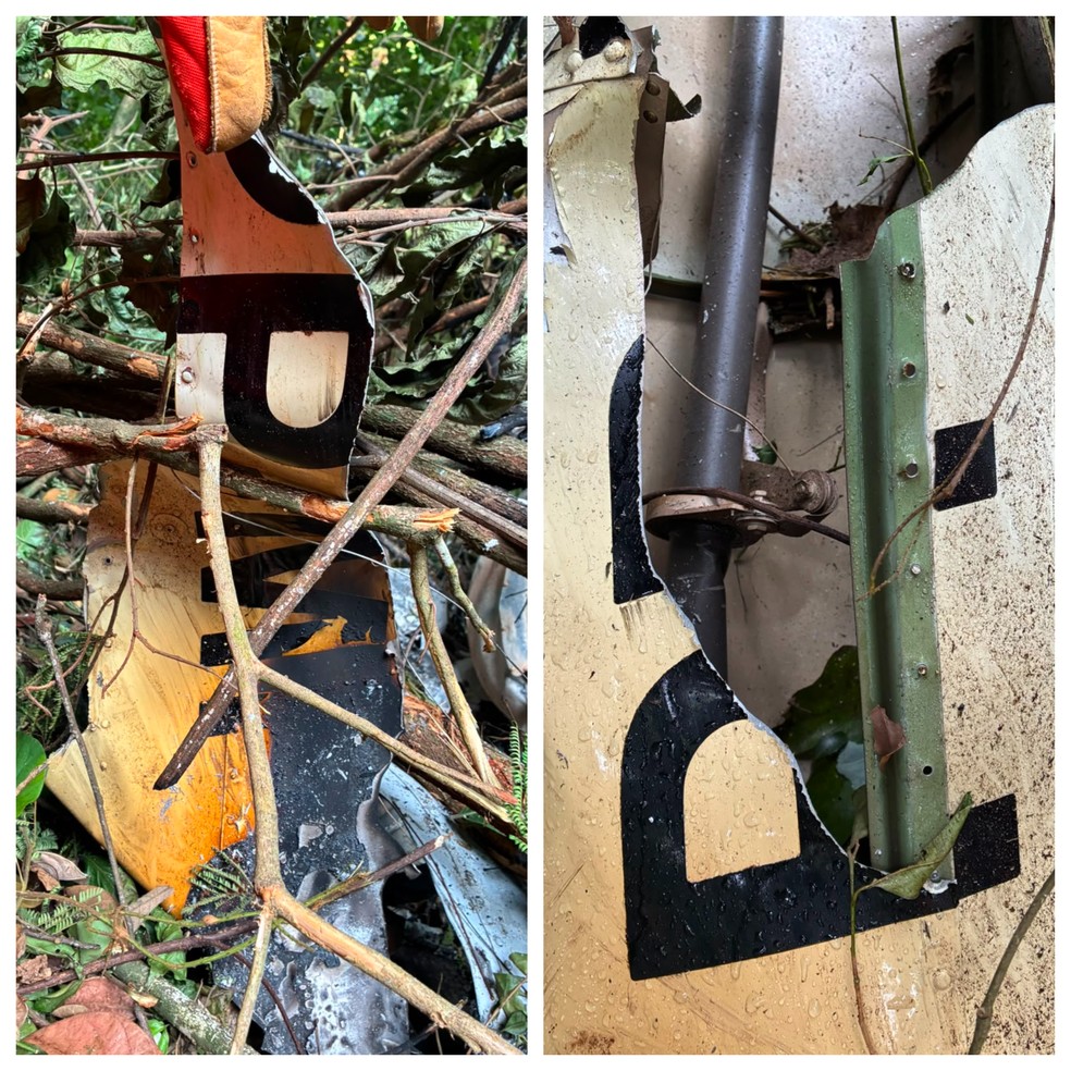 Destroços do helicóptero que caiu perto da Vista Chinesa, na Zona Sul do Rio — Foto: Divulgação