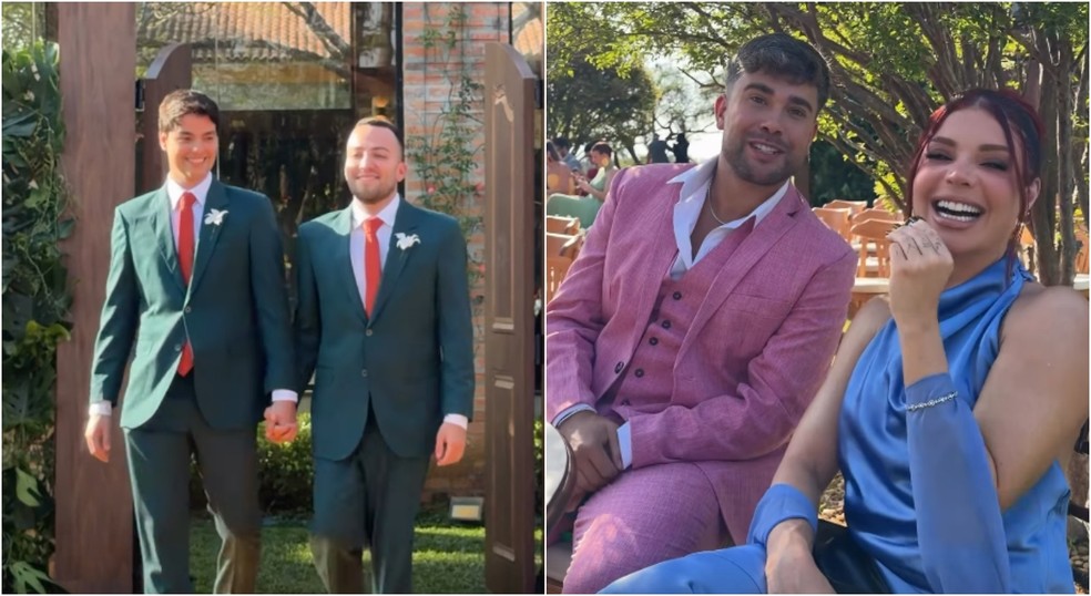 Cerimônia religiosa de Viih Tube e Elieze contou com a presença de outras personalidades da internet como Luis Mariz, Gkay, Lucas Rangel e o marido Lucas Bley — Foto: Instagram/Reprodução