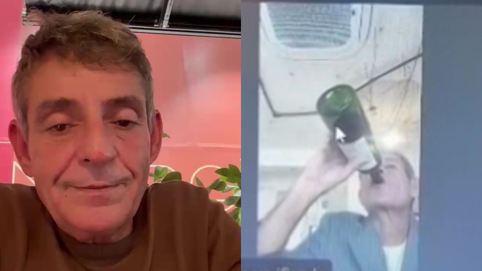 Juiz Milton Lívio Lemos Salles, que apareceu em sessão do TJMG bebendo vinho e fumando, gravou vídeo após repercussão de caso — Foto: Reprodução/Redes sociais