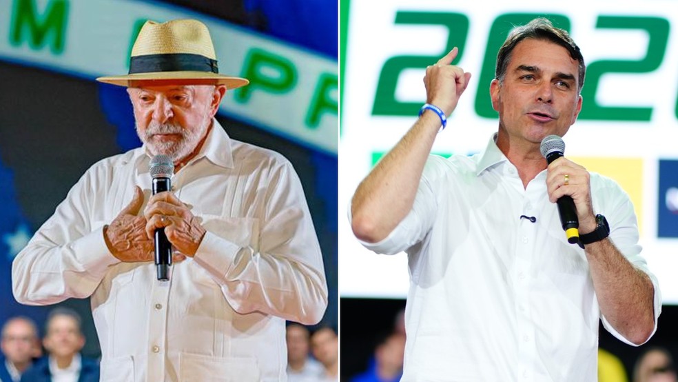 Lula (PT) e Flávio Bolsonaro (PL) — Foto: Ricardo Stuckert e Vittor Sales